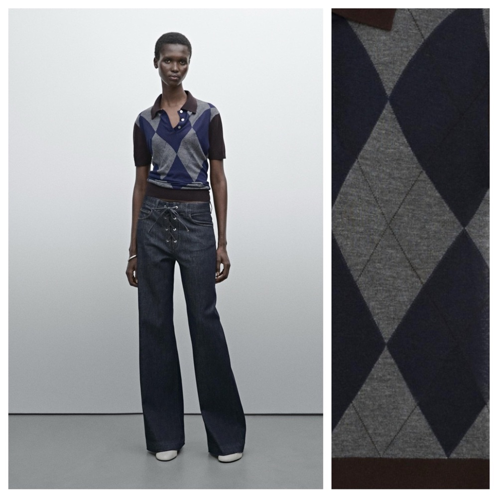 NWT. Massimo Dutti Wool/Silk Blend Short Sleeve Knit Sweater. Size L.